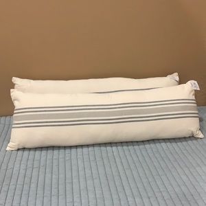 NWT Pair (2) of 12x36 Cotton Cream & Gray Pillows